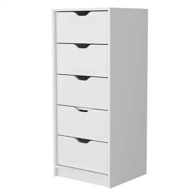 Commode étroite à 5 tiroirs – Rangement peu encombrant d'une capacité totale de 25 kg, tiroirs coulissants pour vêtements et jouets