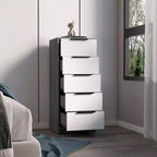 Commode étroite à 5 tiroirs – Rangement peu encombrant d'une capacité totale de 25 kg, tiroirs coulissants pour vêtements et jouets