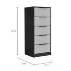 Commode étroite à 5 tiroirs – Rangement peu encombrant d'une capacité totale de 25 kg, tiroirs coulissants pour vêtements et jouets