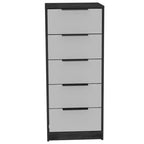 Commode étroite à 5 tiroirs – Rangement peu encombrant d'une capacité totale de 25 kg, tiroirs coulissants pour vêtements et jouets