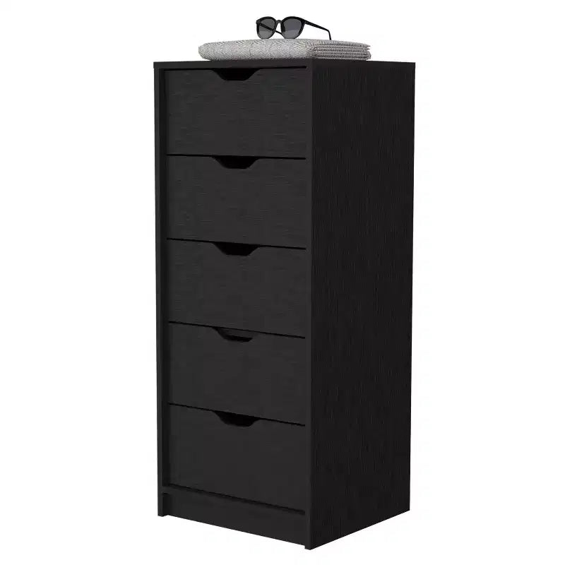 Commode étroite à 5 tiroirs – Rangement peu encombrant d'une capacité totale de 25 kg, tiroirs coulissants pour vêtements et jouets