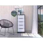 Commode étroite à 5 tiroirs – Rangement peu encombrant d'une capacité totale de 25 kg, tiroirs coulissants pour vêtements et jouets