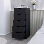 Commode étroite à 5 tiroirs – Rangement peu encombrant d'une capacité totale de 25 kg, tiroirs coulissants pour vêtements et jouets