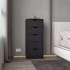 Commode étroite à 5 tiroirs – Rangement peu encombrant d'une capacité totale de 25 kg, tiroirs coulissants pour vêtements et jouets
