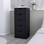 Commode étroite à 5 tiroirs – Rangement peu encombrant d'une capacité totale de 25 kg, tiroirs coulissants pour vêtements et jouets