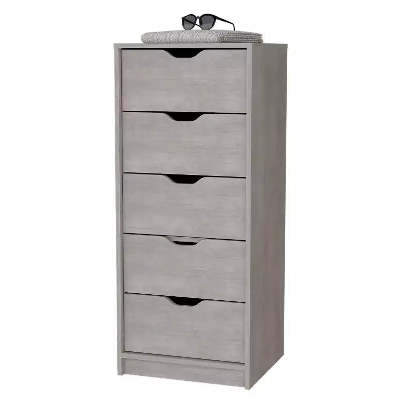 Commode étroite à 5 tiroirs – Rangement peu encombrant d'une capacité totale de 25 kg, tiroirs coulissants pour vêtements et jouets