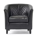 Fauteuil club baquet Chelsea en similicuir collé contemporain avec clous décoratifs et surpiqûres losanges
