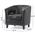 Fauteuil club baquet Chelsea en similicuir collé contemporain avec clous décoratifs et surpiqûres losanges