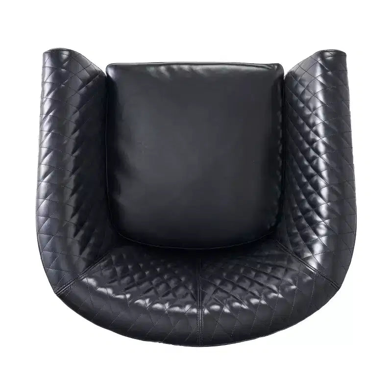 Fauteuil club baquet Chelsea en similicuir collé contemporain avec clous décoratifs et surpiqûres losanges