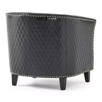 Fauteuil club baquet Chelsea en similicuir collé contemporain avec clous décoratifs et surpiqûres losanges