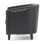 Fauteuil club baquet Chelsea en similicuir collé contemporain avec clous décoratifs et surpiqûres losanges