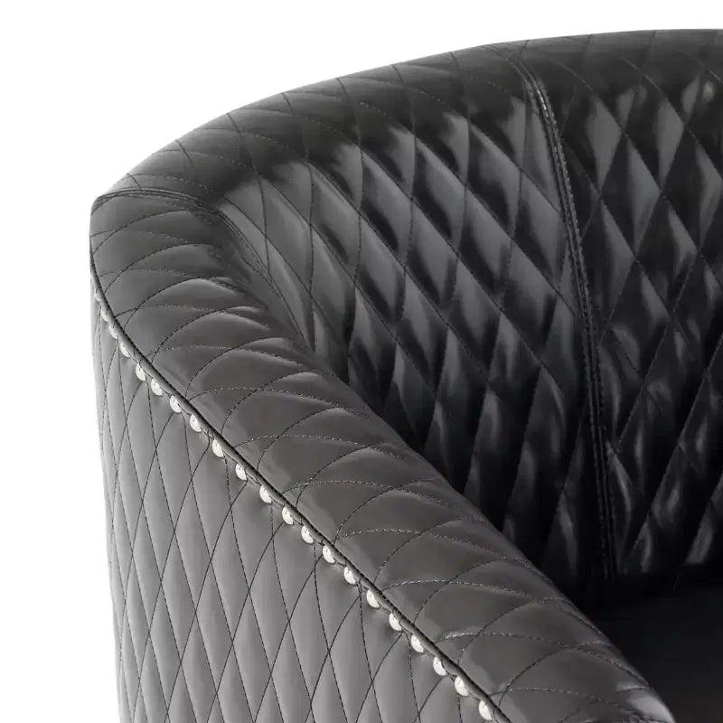 Fauteuil club baquet Chelsea en similicuir collé contemporain avec clous décoratifs et surpiqûres losanges