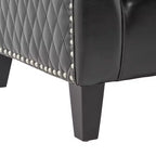 Fauteuil club baquet Chelsea en similicuir collé contemporain avec clous décoratifs et surpiqûres losanges