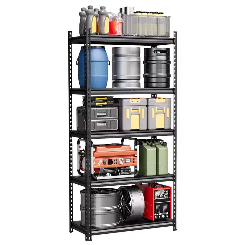 Étagère de rangement en métal en fonte et acier au carbone - Robuste, monocouche, capacité de charge de 350 kg, rayonnage en acier, construction durable