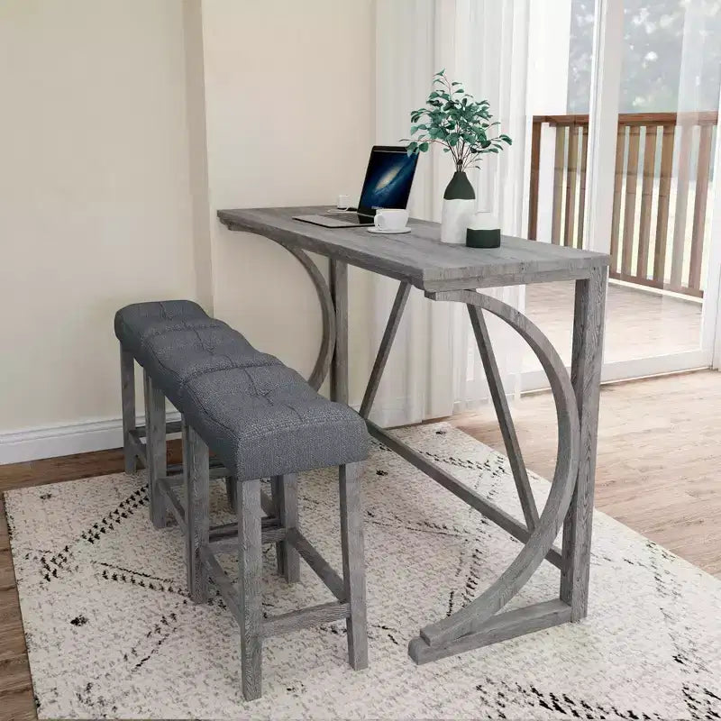 Table de bar industrielle 4 pièces avec prise de courant, Chaises de table de petit-déjeuner pour salon
