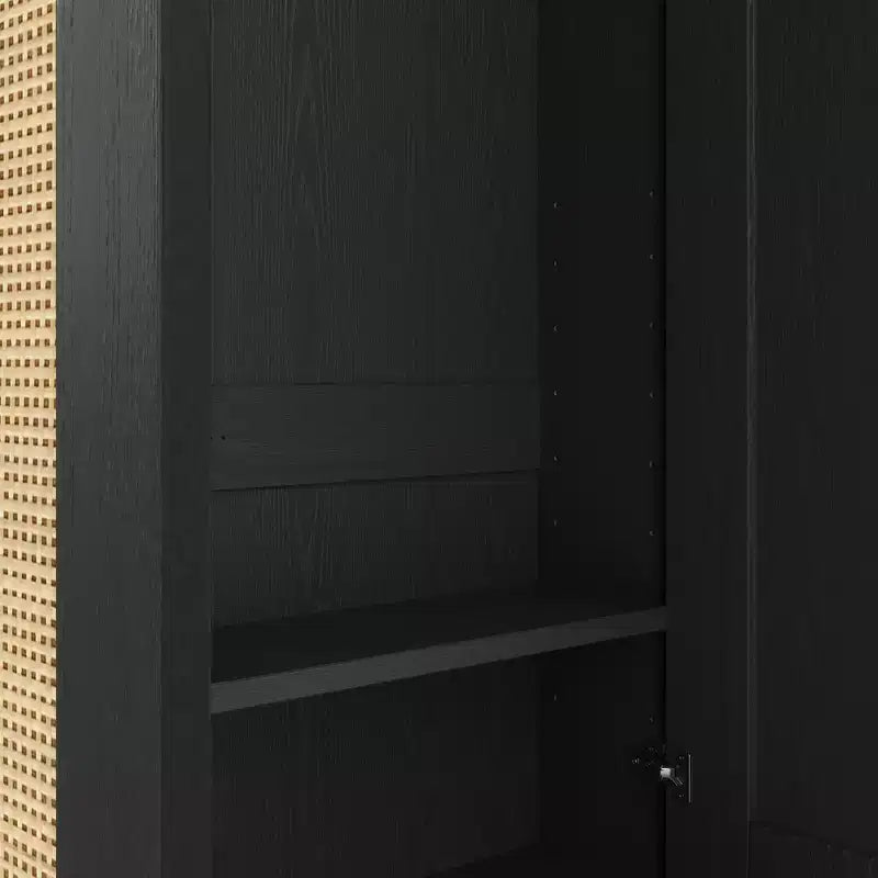 Porte-manteau de style ferme Widen Hall Tree avec 4 portes en rotin, banc d'entrée 4-en-1 avec 6 crochets et étagère réglable