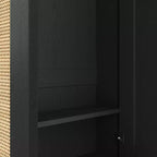 Porte-manteau de style ferme Widen Hall Tree avec 4 portes en rotin, banc d'entrée 4-en-1 avec 6 crochets et étagère réglable