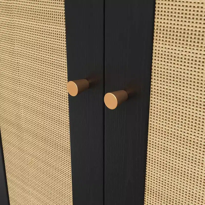 Porte-manteau de style ferme Widen Hall Tree avec 4 portes en rotin, banc d'entrée 4-en-1 avec 6 crochets et étagère réglable