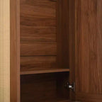 Porte-manteau de style ferme Widen Hall Tree avec 4 portes en rotin, banc d'entrée 4-en-1 avec 6 crochets et étagère réglable