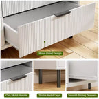 Commode à 3 tiroirs cannelés, Large commode en bois, Commode de rangement moderne