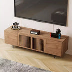 Gaoyangjiaju 70.87 Meuble TV Noyer Mid-Century Modern pour TV jusqu'à 80 pouces – Console Média avec Portes Coulissantes à Lattes