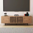 Gaoyangjiaju 70.87 Meuble TV Noyer Mid-Century Modern pour TV jusqu'à 80 pouces – Console Média avec Portes Coulissantes à Lattes