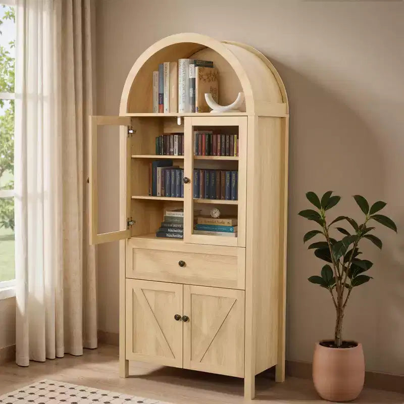 Grand meuble de rangement de garde-manger cintré, buffet, bibliothèque, vitrine avec étagères réglables - ModernLuxe