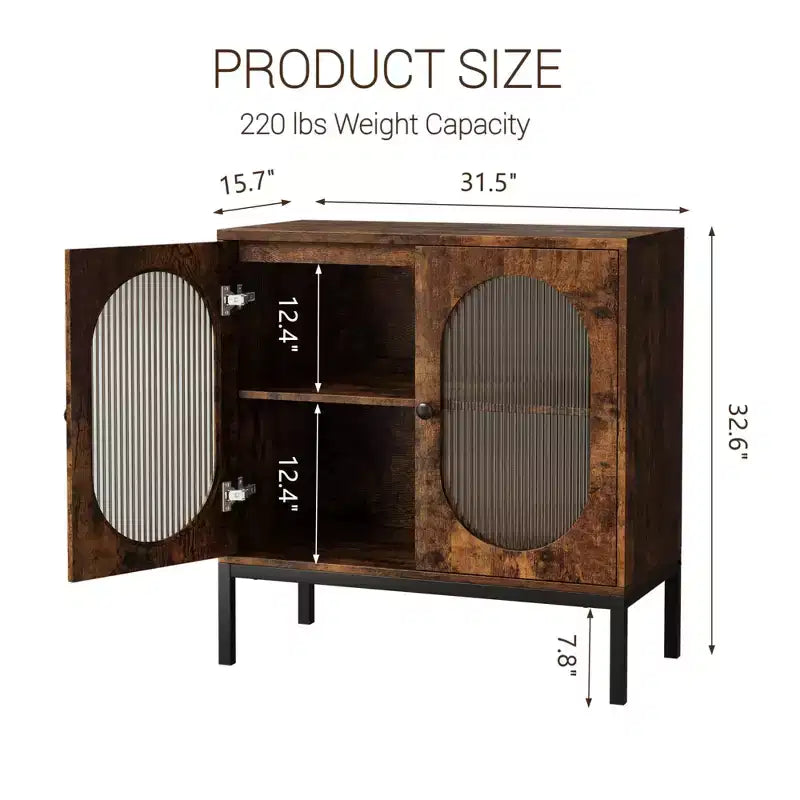 Meuble de rangement en rotin, buffet à 2 étagères, buffet de cuisine, meuble d'appoint