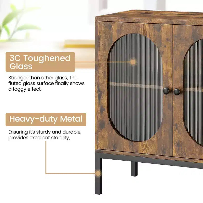 Meuble de rangement en rotin, buffet à 2 étagères, buffet de cuisine, meuble d'appoint