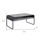 Table basse traîneau avec étagère en béton et métal gris et noir