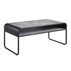 Table basse traîneau avec étagère en béton et métal gris et noir