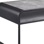 Table basse traîneau avec étagère en béton et métal gris et noir