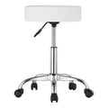 VEVOR Rolling Stool with Wheels, 450 LBS Weight Capacity Round Rolling Stool Chair, Height Adjustable Thickened PU Leather Swivel Stool, White