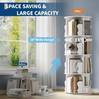 Bibliothèque tournante à 4 niveaux, étagère haute de 127 cm pour chambre d'enfant, bibliothèque en bois pivotante à 360° pour bureau, maison, chambre à coucher, bureau