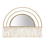 Miroir mural décoratif d'inspiration bohème-chic avec franges - Miroir mural arqué pour la chambre, la salle de bain et la décoration de dortoir - 17, doré
