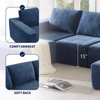 Canapé modulable de luxe en U 6 places 110x72 avec poufs, revêtement en chenille, aucun assemblage requis