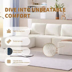 Canapé modulable de luxe en U 6 places 110x72 avec poufs, revêtement en chenille, aucun assemblage requis