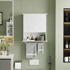 Armoire murale moderne, étagère en bois à 2 niveaux avec porte-serviettes et rangement réglable, parfaite pour salle de bain et cuisine