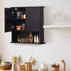 Armoire murale moderne, étagère en bois à 2 niveaux avec porte-serviettes et rangement réglable, parfaite pour salle de bain et cuisine