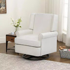 Fauteuil inclinable pivotant, petit fauteuil inclinable à bascule avec éponge haute densité, revêtement en coton et lin, bascule et pivotement à 360°, blanc