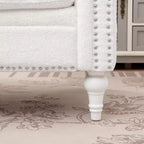 Fauteuil avec dossier et assise épais et rembourrés, Canapé simple de 57 cm de profondeur, Tissu blanc confortable, Fauteuil d'appoint moderne pour salon, chambre à coucher