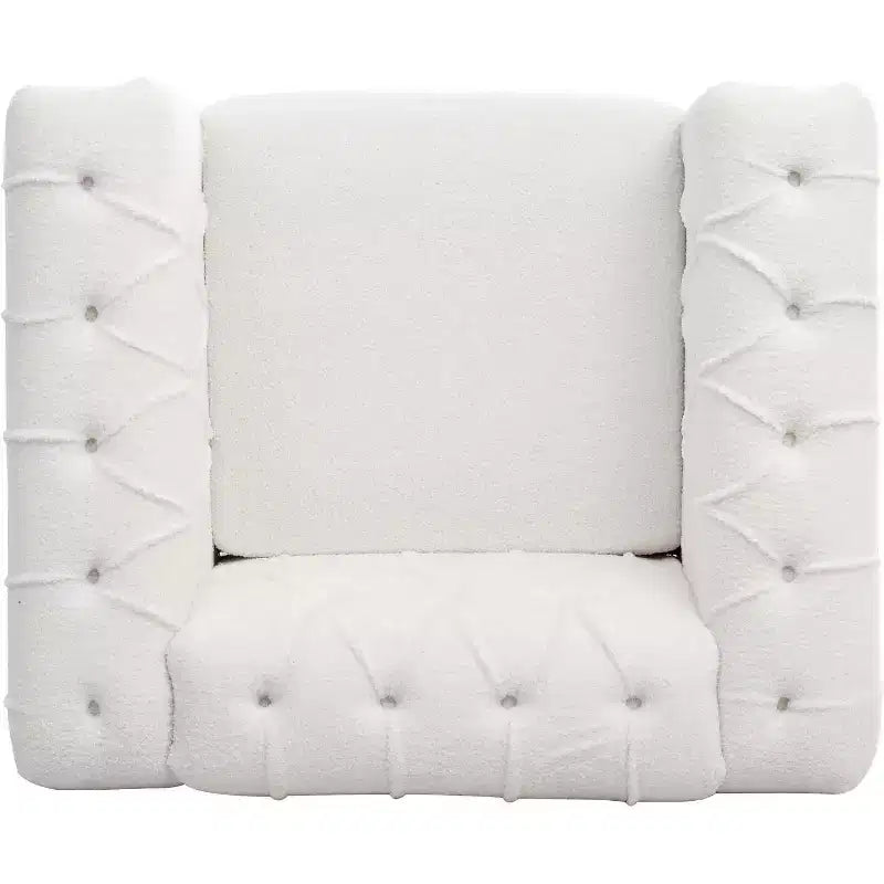 Fauteuil avec dossier et assise épais et rembourrés, Canapé simple de 57 cm de profondeur, Tissu blanc confortable, Fauteuil d'appoint moderne pour salon, chambre à coucher