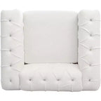 Fauteuil avec dossier et assise épais et rembourrés, Canapé simple de 57 cm de profondeur, Tissu blanc confortable, Fauteuil d'appoint moderne pour salon, chambre à coucher