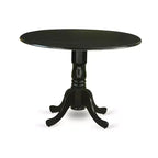 Table à manger ronde Belmont 3 pièces de 42 pouces avec deux rallonges de 9 pouces et une paire de chaises à dossier en bois, noires