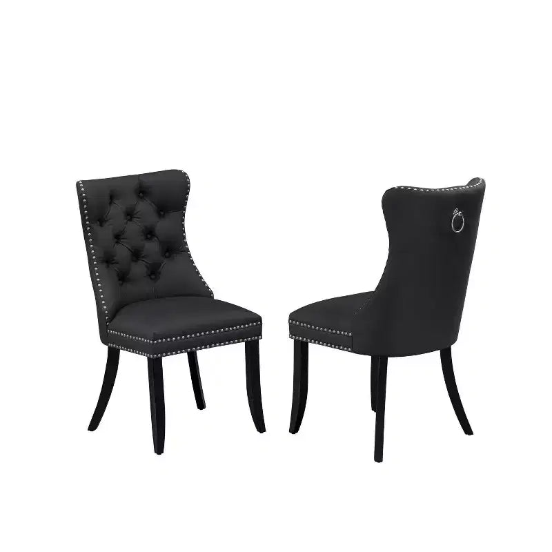 Table à manger Belmont 7 pièces avec rallonge papillon et 6 chaises rembourrées, noire