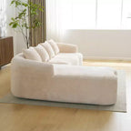 Canapé d'angle en L entièrement compressé avec chaise longue incurvée, canapé modulaire en chenille, haute densité pour salon d'appartement
