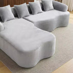 Canapé d'angle en L entièrement compressé avec chaise longue incurvée, canapé modulaire en chenille, haute densité pour salon d'appartement