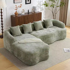 Canapé d'angle en L entièrement compressé avec chaise longue incurvée, canapé modulaire en chenille, haute densité pour salon d'appartement