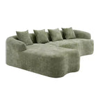 Canapé d'angle en L entièrement compressé avec chaise longue incurvée, canapé modulaire en chenille, haute densité pour salon d'appartement