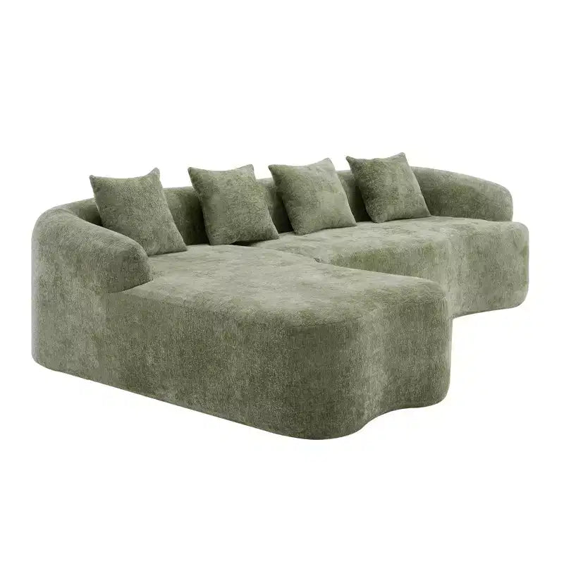 Canapé d'angle en L entièrement compressé avec chaise longue incurvée, canapé modulaire en chenille, haute densité pour salon d'appartement
